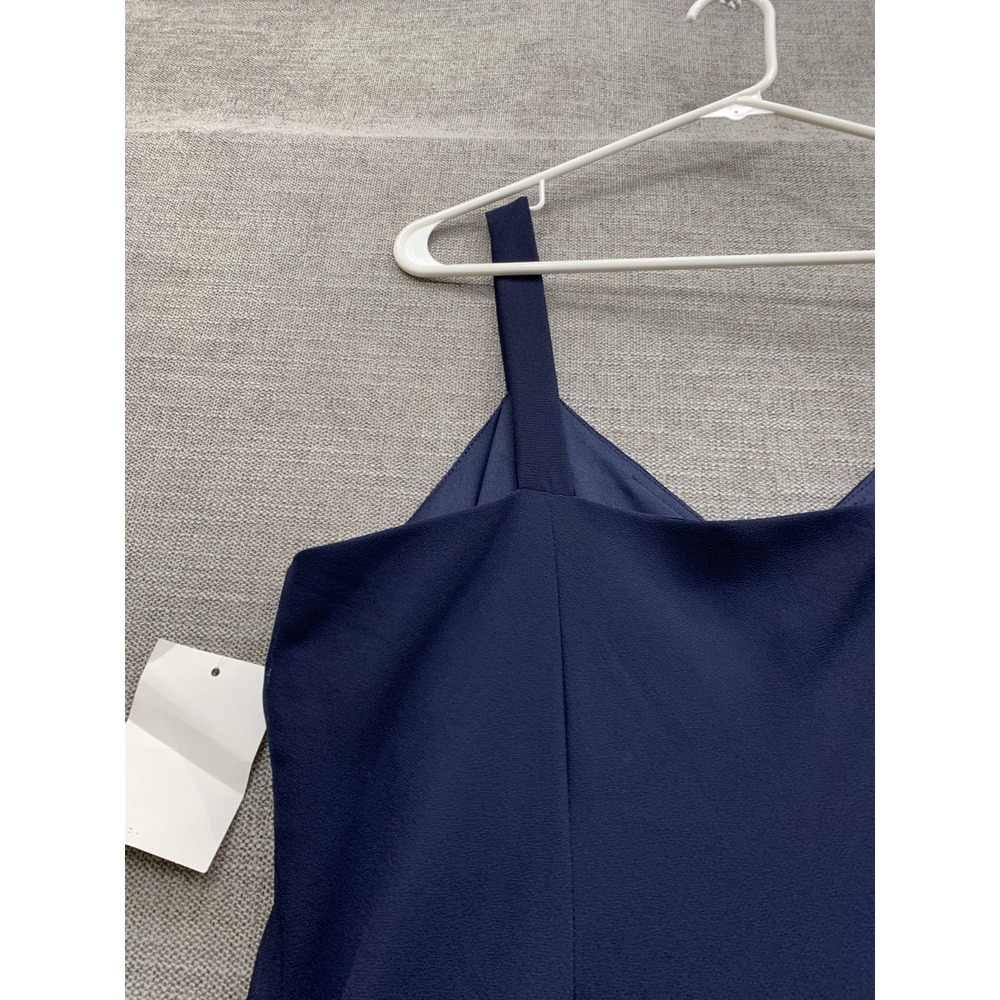 R&M Richards 2 Pieces Set Dress Womens 16 Navy Beaded Side Slit Sleeveless - Picture 7 of 10